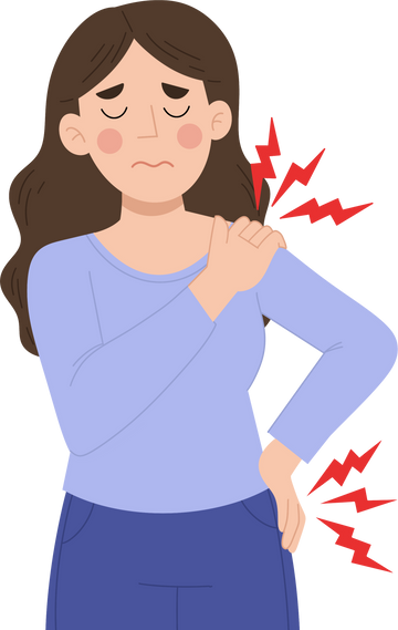 Illustration of tired woman with low back pain